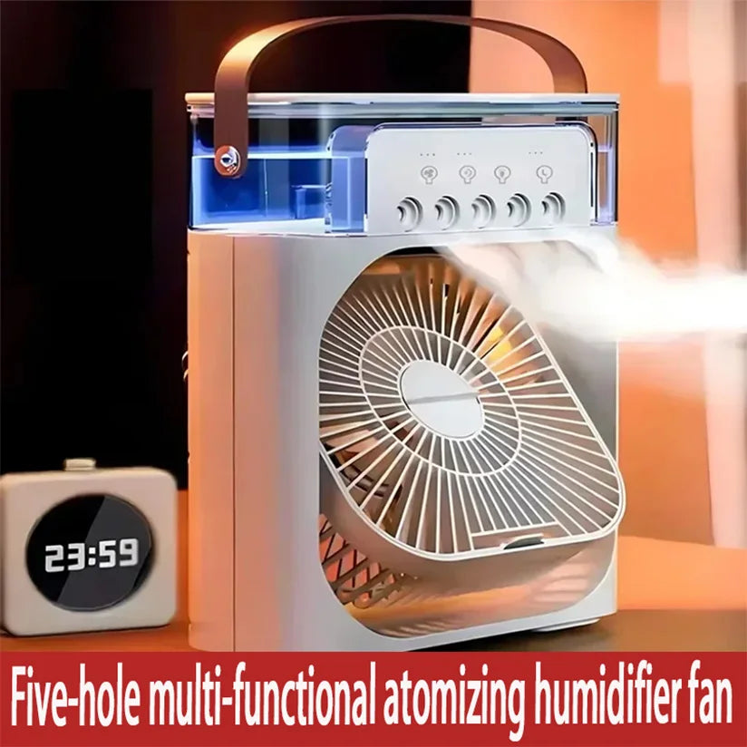 Summer Multifunctional Desktop Fan Air Humidifier Five-Hole Spray Fan 3 in 1 Silent Air Cooler Portable Practical Cooling Fan